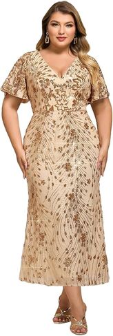 باستمرار بالإضافة إلى نساء V. العنق القصيرة الأكمام bodycon بترم Maxi بالإضافة إلى الفساتين الرسمية الحجم in Saudi Arabia