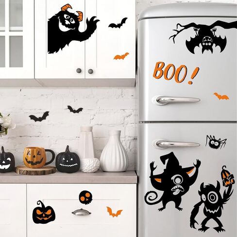 يوفككي هالوين شبح الوردي النافذة كورينغز 4 أوراق ، خدعة أو علاج ملصقات تابوت القلعة المسكونة ديكورات ، مضحك جاك س مضرب اليقطين in Kuwait