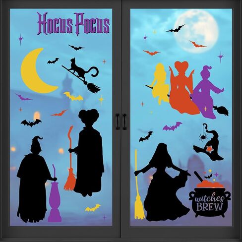 Yovkky Halloween Spooky Pink Ghost Window Clings 4 Sheets, Trick or Treat Haunted Castle Coffin Stickers Decals Decor, Funny Jack O Lantern Pumpkin Bats Skull Candles Home Kitchen Decorations in Saudi Arabia