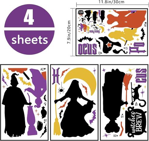 Yovkky Halloween Spooky Pink Ghost Window Clings 4 Sheets, Trick or Treat Haunted Castle Coffin Stickers Decals Decor, Funny Jack O Lantern Pumpkin Bats Skull Candles Home Kitchen Decorations in Saudi Arabia
