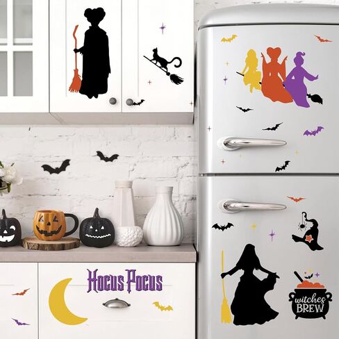 Yovkky Halloween Spooky Pink Ghost Window Clings 4 Sheets, Trick or Treat Haunted Castle Coffin Stickers Decals Decor, Funny Jack O Lantern Pumpkin Bats Skull Candles Home Kitchen Decorations in Saudi Arabia