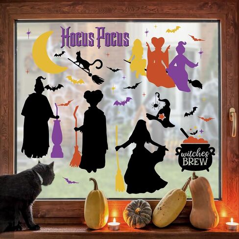 Yovkky Halloween Spooky Pink Ghost Window Clings 4 Sheets, Trick or Treat Haunted Castle Coffin Stickers Decals Decor, Funny Jack O Lantern Pumpkin Bats Skull Candles Home Kitchen Decorations in Saudi Arabia
