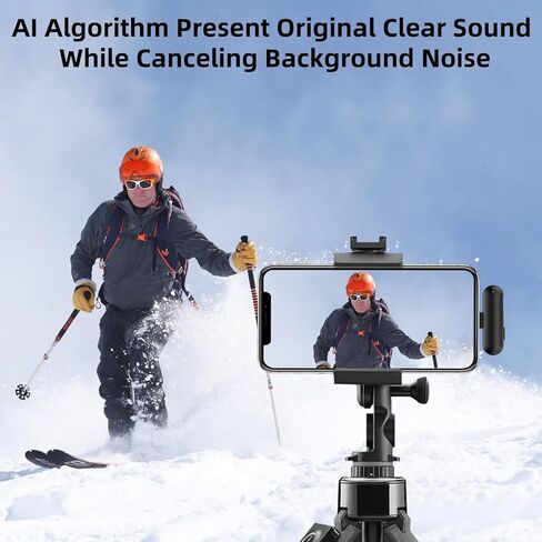 2 in 1 Wireless Lavalier Microphone for iPhone Android - Mini Phone Microphone with 24 H Charging Case for Video Recording Vlog TikTok Instagram Asmr, Noise Cancellation 70Ft Transmission in Kuwait