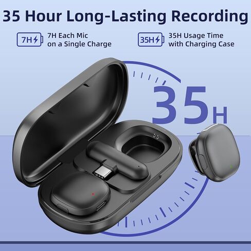 2 in 1 Wireless Lavalier Microphone for iPhone Android - Mini Phone Microphone with 24 H Charging Case for Video Recording Vlog TikTok Instagram Asmr, Noise Cancellation 70Ft Transmission in Kuwait