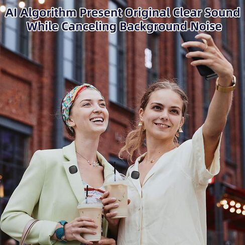 2 in 1 Wireless Lavalier Microphone for iPhone Android - Mini Phone Microphone with 24 H Charging Case for Video Recording Vlog TikTok Instagram Asmr, Noise Cancellation 70Ft Transmission in Kuwait