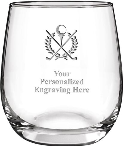 Golf Personalized Stemless Wine Glasses, 8.8 oz Laser Engraved Custom Golf Wine Glass Gift, Engraving Included Prime in Saudi Arabia