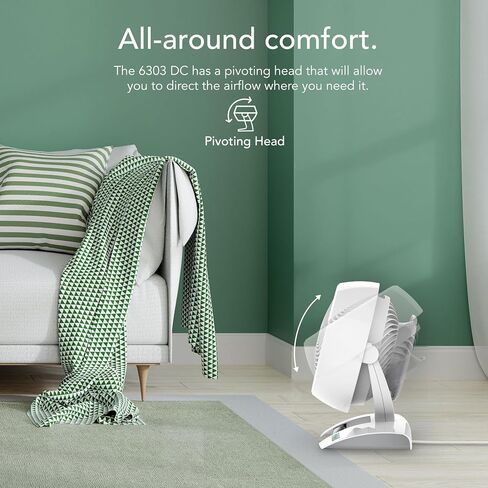 Vornado 6803DC Energy Smart Medium Pedestal Air Circulator Fan with Variable Speed Control, Ice White, CR1-0259-43 in Kuwait