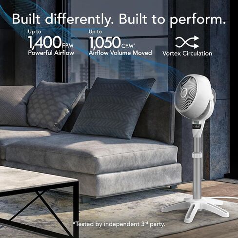 Vornado 6803DC Energy Smart Medium Pedestal Air Circulator Fan with Variable Speed Control, Ice White, CR1-0259-43 in Kuwait