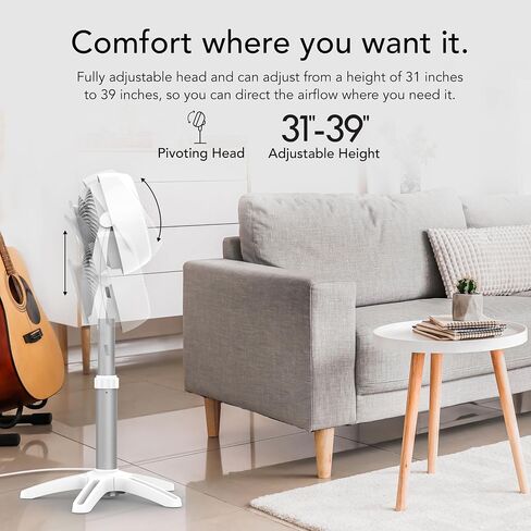 Vornado 6803DC Energy Smart Medium Pedestal Air Circulator Fan with Variable Speed Control, Ice White, CR1-0259-43 in Kuwait