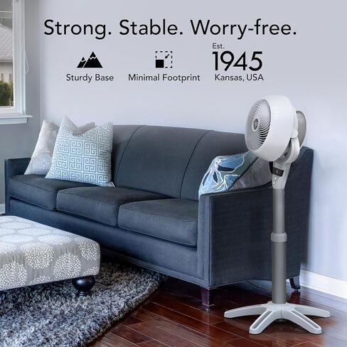 Vornado 6803DC Energy Smart Medium Pedestal Air Circulator Fan with Variable Speed Control, Ice White, CR1-0259-43 in Kuwait