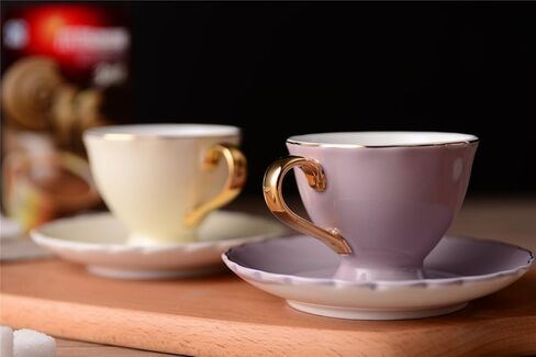 طقم فناجين قهوة وصحون قهوة من Jusalpha® Fine China، 3 أونصة FD-TCS02-4COLOR in Kuwait