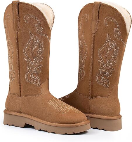Genuine Leather Suede Platform Womens Winter Snow Boots Fur Lining Pull on Fuzzy Warm Boots with Memory Foam Lightweight Winter Shoes in Saudi Arabia