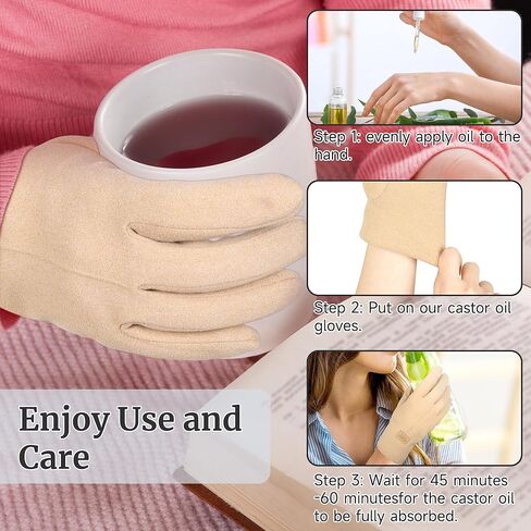 2 Pcs Castor Oil Pack Wrap for Hands, Organic Castor Oil Wrap Castor Oil Gloves for Wrist Arthritis and Carpal Tunnel Khaki(Oil are Not Include) in Kuwait