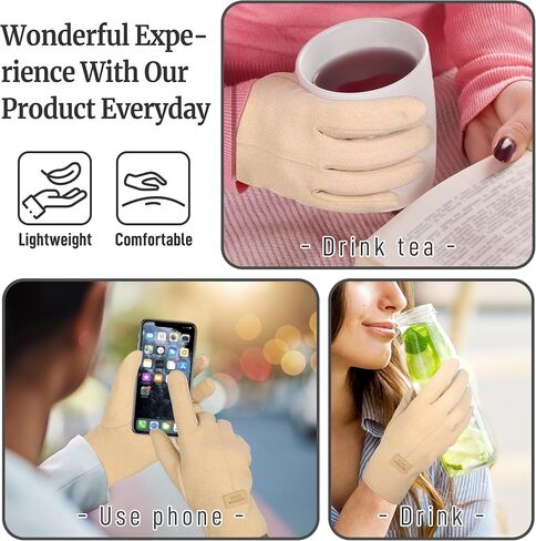 2 Pcs Castor Oil Pack Wrap for Hands, Organic Castor Oil Wrap Castor Oil Gloves for Wrist Arthritis and Carpal Tunnel Khaki(Oil are Not Include) in Kuwait