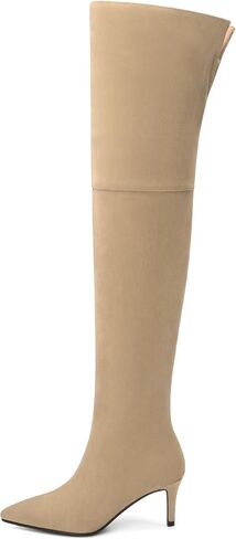 أحذية Skysterry With High Boots فوق أحذية الركبة للنساء مدببة بأصابع القدمين ، وهي أحذية عالية الكعب مريحة ، سستة من سحاب العجل على نطاق واسع في حفل زفاف يرجع تاريخه إلى أحذية سقوط طويلة 2.4 بوصة in Saudi Arabia