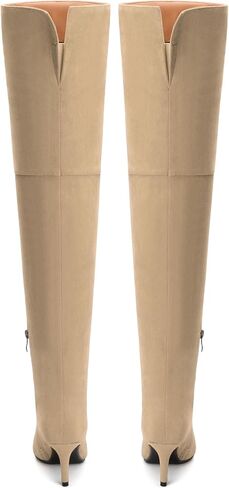 أحذية Skysterry With High Boots فوق أحذية الركبة للنساء مدببة بأصابع القدمين ، وهي أحذية عالية الكعب مريحة ، سستة من سحاب العجل على نطاق واسع في حفل زفاف يرجع تاريخه إلى أحذية سقوط طويلة 2.4 بوصة in Saudi Arabia