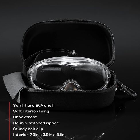 NoCry Storage Case for Safety Glasses with Felt Lining, Reinforced Zipper and Handy Belt Clip in Kuwait