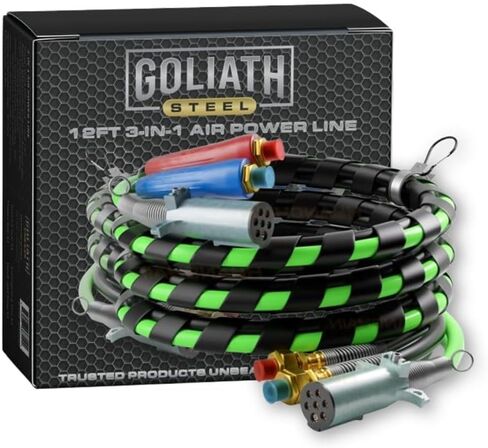 Goliath Steel 15ft 3-in-1 ABS & Power Air Line Hose - Wrapped - 7-Way Electrical Cable for Semi Truck, Trailer & Tractor, 15 Feet in Saudi Arabia