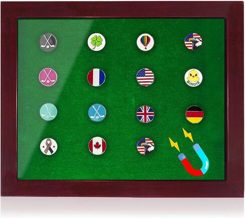 100 Golf Ball Marker Display Case Magnetic 15.5" W x 16.5" H Wall Mounted Ball Marker Display Frame Shadow Box Acrylic Cover Magnetic Back Panel Suitable for Collecting Golf Ball Markers in Saudi Arabia