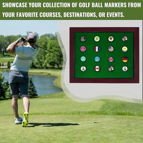 100 Golf Ball Marker Display Case Magnetic 15.5" W x 16.5" H Wall Mounted Ball Marker Display Frame Shadow Box Acrylic Cover Magnetic Back Panel Suitable for Collecting Golf Ball Markers in Saudi Arabia