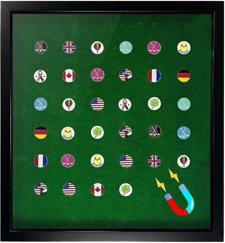 100 Golf Ball Marker Display Case Magnetic 15.5" W x 16.5" H Wall Mounted Ball Marker Display Frame Shadow Box Acrylic Cover Magnetic Back Panel Suitable for Collecting Golf Ball Markers in Saudi Arabia
