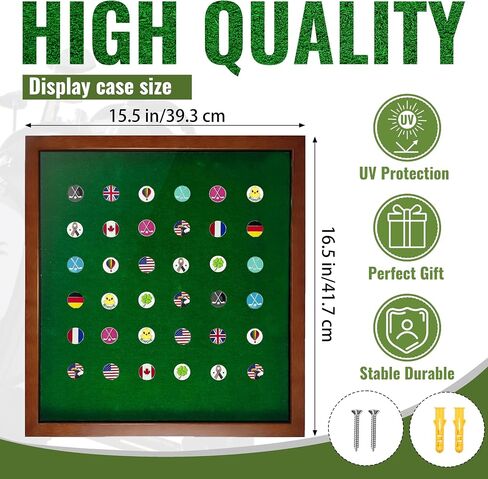 100 لعبة Golf Ball Marker Case Magnetic 15.5 "W × 16.5" H الحائط مثبتة على الحائط عرض الإطار مربع الظل مربع الاكريليك لوحة مغناطيسية مناسبة لجمع علامات كرة الجولف in Kuwait