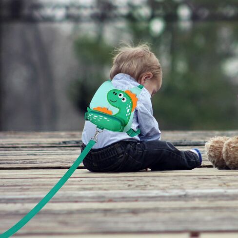 3 in 1 Toddler Harness Leash + Baby Anti Lost Wrist Link, Accmor Cute Dinosaur Child Safety Harness Tether, Kids Walking Wristband Assistant Strap Belt for Parent Boys Outdoor Activity (Black) in Saudi Arabia