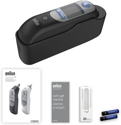 Braun Thermoscan 7+ Connection Digital Ear Thermometer - App Family App متوافق ، تقنية الدقة العليا ، الشاشة المرمزة بالألوان ، العلامة التجارية رقم 1 موصى بها من قبل أطباء الأطفال in Saudi Arabia