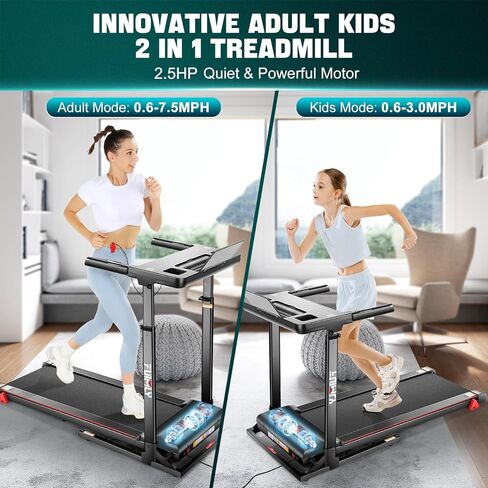 حلقة مفرغة مع محطة عمل مكتبية وارتفاع قابل للتعديل ، وسعة وزن 300 رطل ، ومطحنة قابلة للطي مع ميل 3 ، ومكبر صوت وتطبيق بلوتوث ، وسادة المشي بحجم 2.5 حصان مع سطح مكتب للمكتب المنزلي in Kuwait