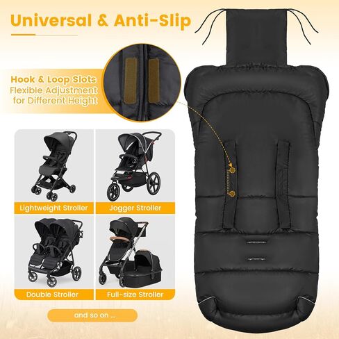 Orzbow Universal Footmuff for Stroller ، Winter Warm Baby Cwhting Bagting ، صوف قطبي دافئ مقاوم للرياح مقاوم للماء ، مبطنة على حقيبة النوم في عربة الأطفال ، الأسود in Saudi Arabia