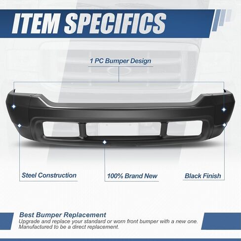 Auto Dynasty Front Bumper Face Bar Compatible with 2000-2004 Ford F-250 F-350 Super Duty, FO1002365, Paint to Match Black in Saudi Arabia