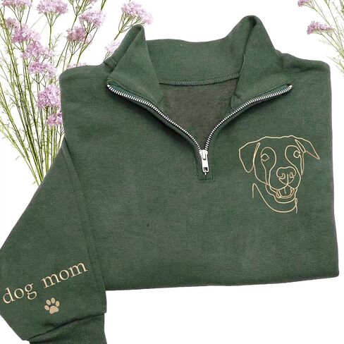 Chillever Personalized Embroidery Sweatshirt With Dog Photo for Women, Custom Dog Mom Sweatshirt, Dogs Mom Gifts in Saudi Arabia