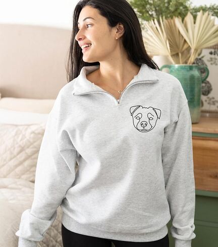 Chillever Personalized Embroidery Sweatshirt With Dog Photo for Women, Custom Dog Mom Sweatshirt, Dogs Mom Gifts in Saudi Arabia
