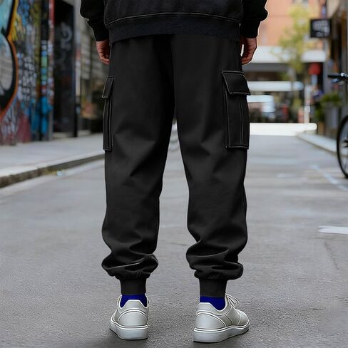 الصوف البضائع Sweatpants للرجال مفتوحة أسفل السراويل البضائع الفضفاضة الرباط عادية مرونة الخصر تجريب السراويل ث/جيوب in Kuwait