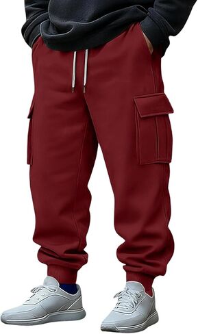 الصوف البضائع Sweatpants للرجال مفتوحة أسفل السراويل البضائع الفضفاضة الرباط عادية مرونة الخصر تجريب السراويل ث/جيوب in Kuwait