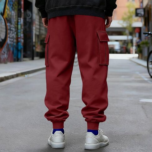 الصوف البضائع Sweatpants للرجال مفتوحة أسفل السراويل البضائع الفضفاضة الرباط عادية مرونة الخصر تجريب السراويل ث/جيوب in Kuwait