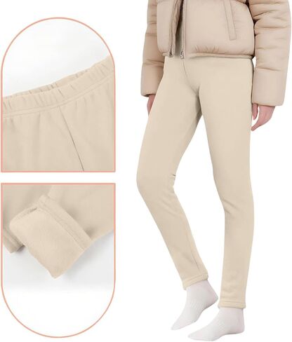 Fleece Lined Leggings for Toddler Girls Winter Warm Ankle Length Leggings Kids Girl Comfy Thick Cotton Thermal Tights Pants in Saudi Arabia