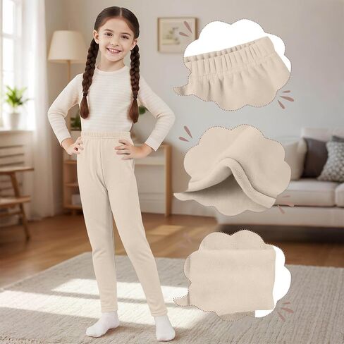 Fleece Lined Leggings for Toddler Girls Winter Warm Ankle Length Leggings Kids Girl Comfy Thick Cotton Thermal Tights Pants in Saudi Arabia