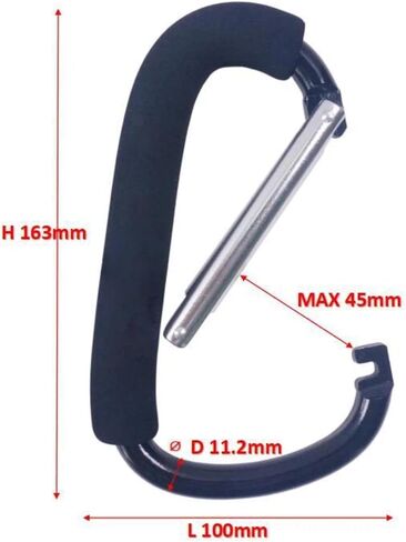 16# Extra Large Aluminum Alloy Mountaineering Buckle with Sponge Cover Bag Buckle, Portable Outdoor Practical Accessory for Shopping Bag in Saudi Arabia