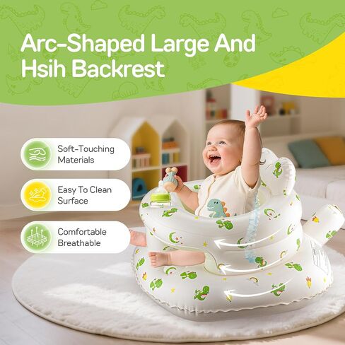 Inflatable Seat for Babies 3–36 Months, SSyang Sit Me Up Floor Chair with Built-in Air Pump, Supportive Baby Chair for Learning to Sit, Full Surround Design – Dinosaur in Saudi Arabia