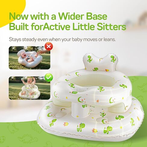 Inflatable Seat for Babies 3–36 Months, SSyang Sit Me Up Floor Chair with Built-in Air Pump, Supportive Baby Chair for Learning to Sit, Full Surround Design – Dinosaur in Saudi Arabia
