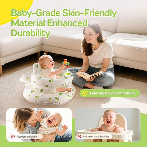 Inflatable Seat for Babies 3–36 Months, SSyang Sit Me Up Floor Chair with Built-in Air Pump, Supportive Baby Chair for Learning to Sit, Full Surround Design – Dinosaur in Saudi Arabia