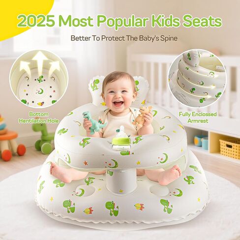 Inflatable Seat for Babies 3–36 Months, SSyang Sit Me Up Floor Chair with Built-in Air Pump, Supportive Baby Chair for Learning to Sit, Full Surround Design – Dinosaur in Saudi Arabia
