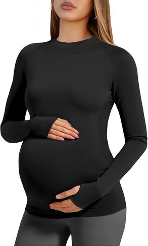 Yousify Women’s Long Sleeve Maternity Tops Pregnancy Shirts Workout Yoga Athletic Tops Blouses with Thumb Holes in Saudi Arabia