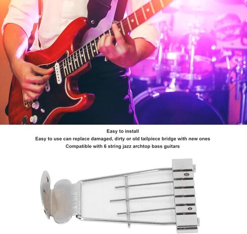 WALFRONT 6 String Guitar Trapeze Tailpiece Bridge Metal Tailpiece with Adjustable String Spacing for Archtop Jazz Bass Guitar Parts in Saudi Arabia