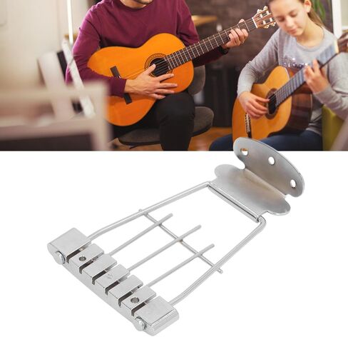 WALFRONT 6 String Guitar Trapeze Tailpiece Bridge Metal Tailpiece with Adjustable String Spacing for Archtop Jazz Bass Guitar Parts in Saudi Arabia