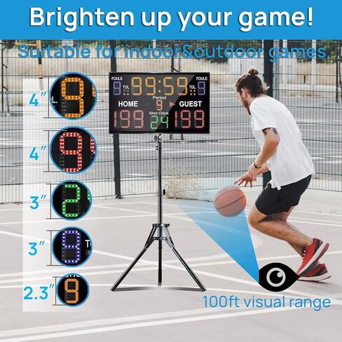 YZ LED لوحة نتائج كرة السلة مع ساعة لقطة ولوحة النتائج الرقمية مع لوحة تحكم ولوحة النتائج الإلكترونية مع الساعة الموقت وحارس النتيجة الرقمية في الهواء الطلق (مع حامل) in Kuwait