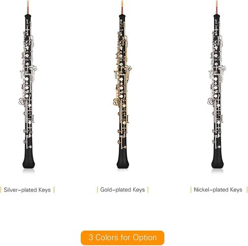 Professional Oboe C Key Semi-automatic Style Silver-plated Keys Woodwind Instrument with Oboe Reed Gloves Leather Case Carry Bag Cleaning Cloth Mini Screwdriver in Saudi Arabia