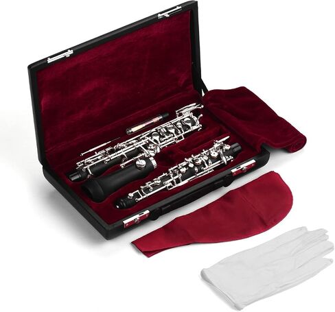 Professional Oboe C Key Semi-automatic Style Silver-plated Keys Woodwind Instrument with Oboe Reed Gloves Leather Case Carry Bag Cleaning Cloth Mini Screwdriver in Saudi Arabia