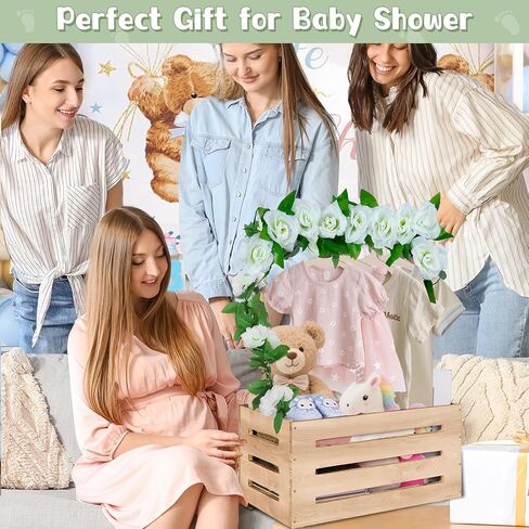 سلة خزانة دش الطفل الخشبية مع رف شماعات ، هدايا مخصصة للوالدين ليكونوا ، زخارف الطفل صبي أو فتاة in Kuwait